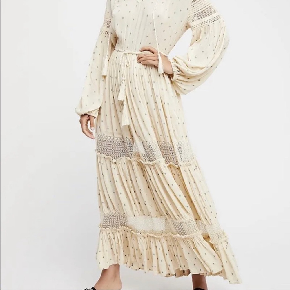 Free People Cream Long Sleeve Maxi Dress Sada - Picture 2 of 7